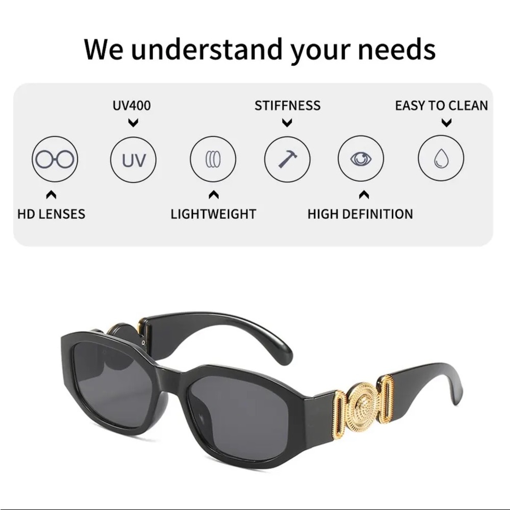 🎉Last Pair New Rectangle Frame Fashion Lux Designer Sun Glasses UV400 - Picture 8 of 16
